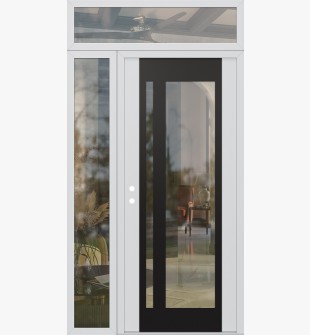Diamond C15 52" x 96" white/white clear Glass Panel black RHI with Sidelite and Transom clear Glass