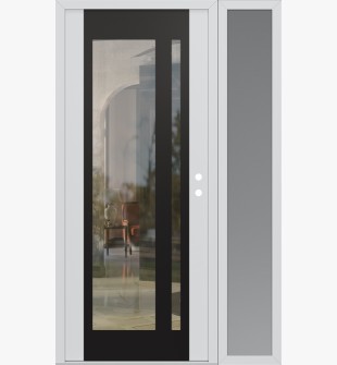 Diamond C15 48" x 80" white/white clear Glass Panel black LHI with Sidelite frosted Glass