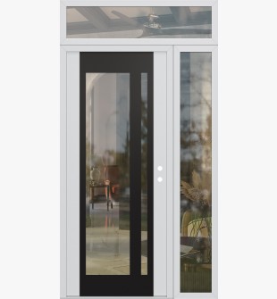 Diamond C15 50" x 96" white/white clear Glass Panel black LHI with Sidelite and Transom clear Glass