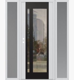 Diamond C15 68" x 80" white/white clear Glass Panel black RHI with 2 Sidelites frosted Glass
