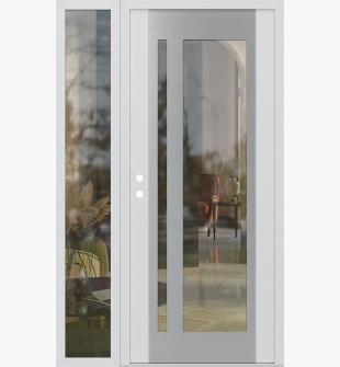 Diamond C15 50" x 80" white/white clear Glass Panel stainless steel RHI with Sidelite clear Glass