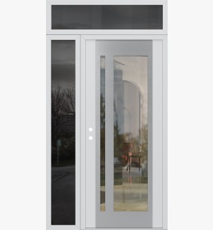 Diamond C15 52" x 96" white/white clear Glass Panel stainless steel RHI with Sidelite and Transom mirrored Glass