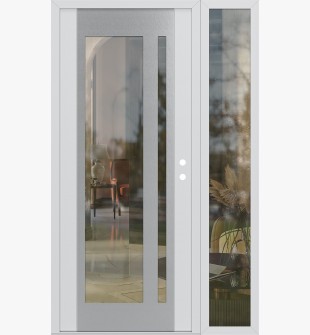 Diamond C15 52" x 80" white/white clear Glass Panel stainless steel LHI with Sidelite clear Glass