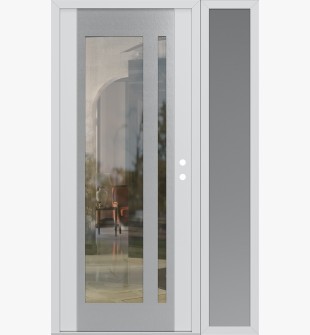 Diamond C15 48" x 80" white/white clear Glass Panel stainless steel LHI with Sidelite frosted Glass