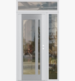Diamond C15 52" x 96" white/white clear Glass Panel stainless steel LHI with Sidelite and Transom clear Glass