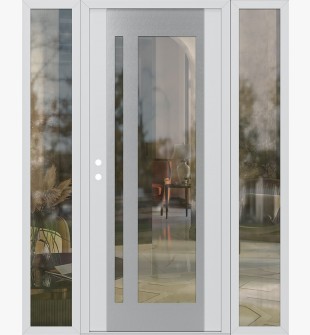 Diamond C15 64" x 80" white/white clear Glass Panel stainless steel RHI with 2 Sidelites clear Glass