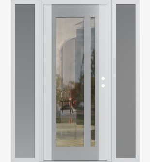 Diamond C15 68" x 80" white/white clear Glass Panel stainless steel LHI with 2 Sidelites frosted Glass
