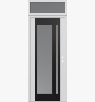 Diamond C15 36" x 96" white/white frosted Glass Panel black LHI with Transom frosted Glass