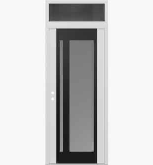 Diamond C15 36" x 96" white/white frosted Glass Panel black RHI with Transom mirrored Glass