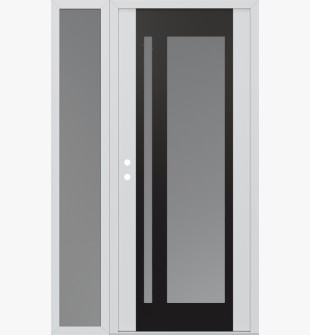 Diamond C15 50" x 80" white/white frosted Glass Panel black RHI with Sidelite frosted Glass