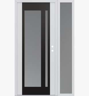 Diamond C15 50" x 80" white/white frosted Glass Panel black LHI with Sidelite frosted Glass