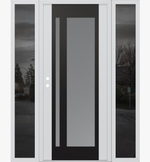 Diamond C15 60" x 80" white/white frosted Glass Panel black RHI with 2 Sidelites mirrored Glass