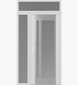 Diamond C15 52" x 96" white/white frosted Glass Panel stainless steel RHI with Sidelite and Transom frosted Glass