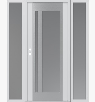 Diamond C15 68" x 80" white/white frosted Glass Panel stainless steel RHI with 2 Sidelites frosted Glass