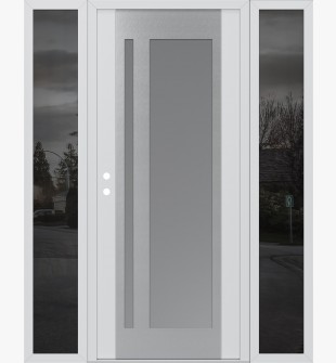 Diamond C15 68" x 80" white/white frosted Glass Panel stainless steel RHI with 2 Sidelites mirrored Glass