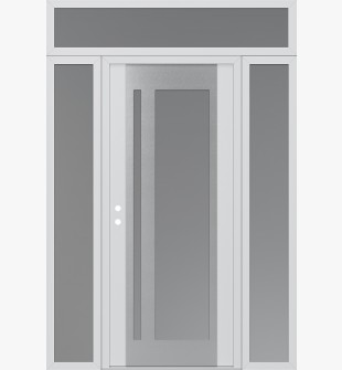 Diamond C15 68" x 96" white/white frosted Glass Panel stainless steel RHI with 2 Sidelites and Transom frosted Glass