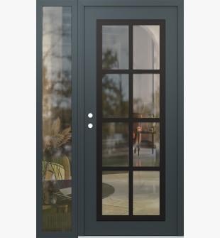 Diamond C16 52" x 80" anthracite/anthracite clear Glass Panel black RHI with Sidelite clear Glass