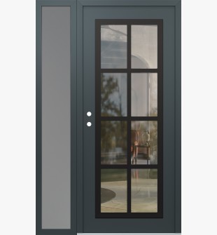 Diamond C16 48" x 80" anthracite/anthracite clear Glass Panel black RHI with Sidelite frosted Glass