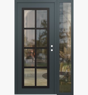 Diamond C16 52" x 80" anthracite/anthracite clear Glass Panel black LHI with Sidelite clear Glass