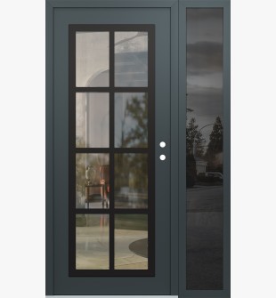 Diamond C16 52" x 80" anthracite/anthracite clear Glass Panel black LHI with Sidelite mirrored Glass