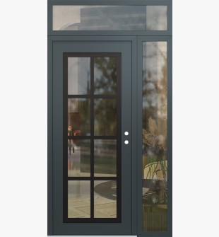 Diamond C16 52" x 96" anthracite/anthracite clear Glass Panel black LHI with Sidelite and Transom clear Glass