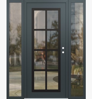 Diamond C16 60" x 80" anthracite/anthracite clear Glass Panel black LHI with 2 Sidelites clear Glass