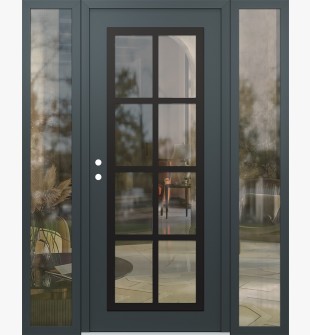 Diamond C16 64" x 80" anthracite/anthracite clear Glass Panel black RHI with 2 Sidelites clear Glass
