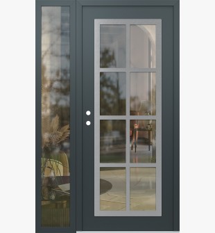 Diamond C16 50" x 80" anthracite/anthracite clear Glass Panel stainless steel RHI with Sidelite clear Glass