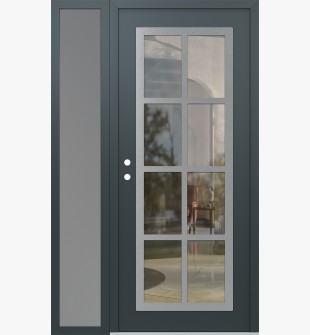 Diamond C16 52" x 80" anthracite/anthracite clear Glass Panel stainless steel RHI with Sidelite frosted Glass