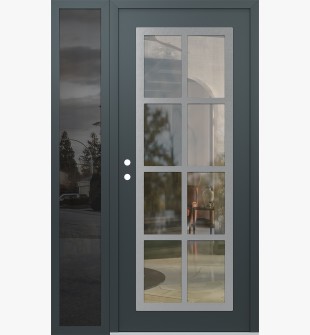 Diamond C16 52" x 80" anthracite/anthracite clear Glass Panel stainless steel RHI with Sidelite mirrored Glass