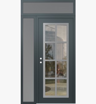 Diamond C16 48" x 96" anthracite/anthracite clear Glass Panel stainless steel RHI with Sidelite and Transom frosted Glass