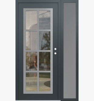 Diamond C16 48" x 80" anthracite/anthracite clear Glass Panel stainless steel LHI with Sidelite frosted Glass
