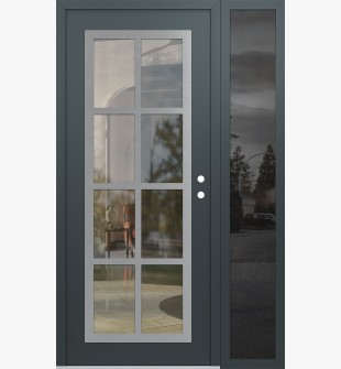 Diamond C16 52" x 80" anthracite/anthracite clear Glass Panel stainless steel LHI with Sidelite mirrored Glass