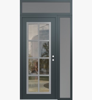 Diamond C16 50" x 96" anthracite/anthracite clear Glass Panel stainless steel LHI with Sidelite and Transom frosted Glass
