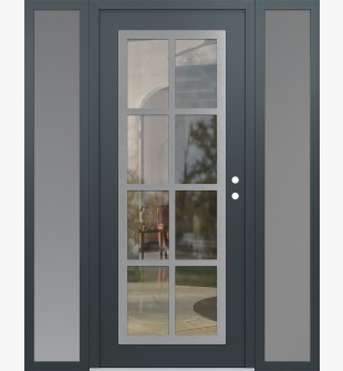 Diamond C16 60" x 80" anthracite/anthracite clear Glass Panel stainless steel LHI with 2 Sidelites frosted Glass