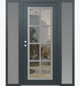 Diamond C16 64" x 80" anthracite/anthracite clear Glass Panel stainless steel RHI with 2 Sidelites frosted Glass