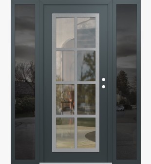 Diamond C16 64" x 80" anthracite/anthracite clear Glass Panel stainless steel LHI with 2 Sidelites mirrored Glass