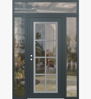 Diamond C16 68" x 96" anthracite/anthracite clear Glass Panel stainless steel RHI with 2 Sidelites and Transom clear Glass