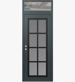 Diamond C16 36" x 96" anthracite/anthracite frosted Glass Panel black RHI with Transom clear Glass