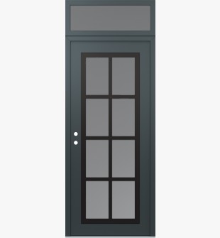 Diamond C16 36" x 96" anthracite/anthracite frosted Glass Panel black RHI with Transom frosted Glass