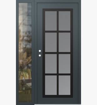 Diamond C16 48" x 80" anthracite/anthracite frosted Glass Panel black RHI with Sidelite clear Glass