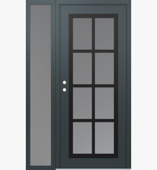 Diamond C16 48" x 80" anthracite/anthracite frosted Glass Panel black RHI with Sidelite frosted Glass