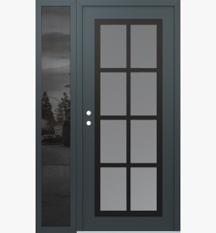 Diamond C16 50" x 80" anthracite/anthracite frosted Glass Panel black RHI with Sidelite mirrored Glass