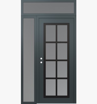 Diamond C16 50" x 96" anthracite/anthracite frosted Glass Panel black RHI with Sidelite and Transom frosted Glass
