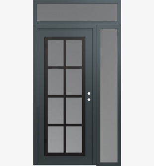 Diamond C16 50" x 96" anthracite/anthracite frosted Glass Panel black LHI with Sidelite and Transom frosted Glass