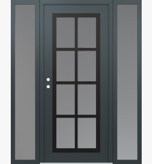 Diamond C16 64" x 80" anthracite/anthracite frosted Glass Panel black RHI with 2 Sidelites frosted Glass