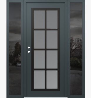 Diamond C16 60" x 80" anthracite/anthracite frosted Glass Panel black RHI with 2 Sidelites mirrored Glass