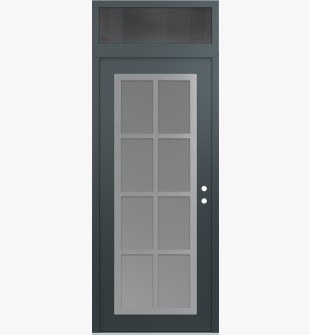 Diamond C16 36" x 96" anthracite/anthracite frosted Glass Panel stainless steel LHI with Transom mirrored Glass