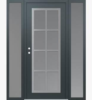 Diamond C16 68" x 80" anthracite/anthracite frosted Glass Panel stainless steel RHI with 2 Sidelites frosted Glass