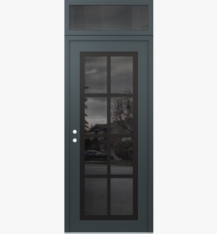 Diamond C16 36" x 96" anthracite/anthracite mirrored Glass Panel black RHI with Transom mirrored Glass